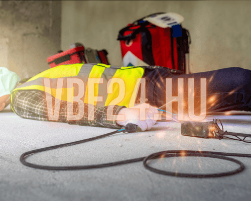 Munkahelyi villamos biztonsági felülvizsgálat: egy dolgozó biztonságosan használja az elektromos csatlakozókat, miközben figyelemfelhívó jelzések hívják fel a figyelmet az érintésvédelmi és villamos tűzbiztonsági előírásokra.